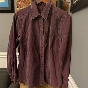 Eddie Bauer Women’s Purple Corduroy Long Sleeve Button Down Shirt Size Medium